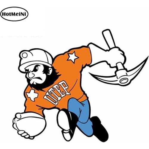 HotMeiNi 13cm x 10.8cm for UTEP Miners Cartoon Funny Car Stickers Bumper Trunk Truck Graphics JDM Vinyl Car Wrap Accessories