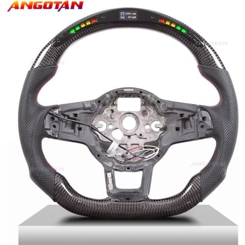 Customized Carbon Fiber LED Race Digital Display Perforated leather Steering Wheel For Volkswagen Golf 7 GTI
