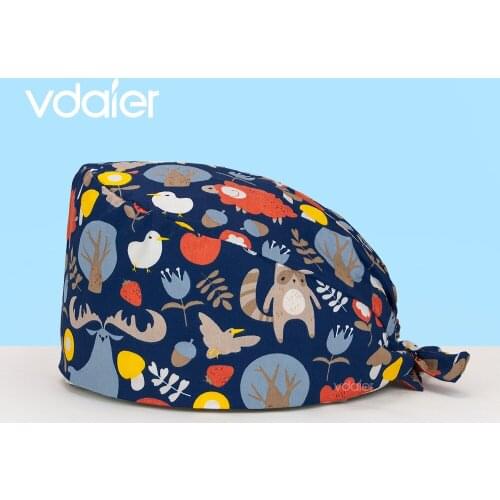 Surgery cap women Pet doctor work cap Medical Nurse Surgical Caps Cartoon Printing Scrub cap Clinic Dental Operation Hat