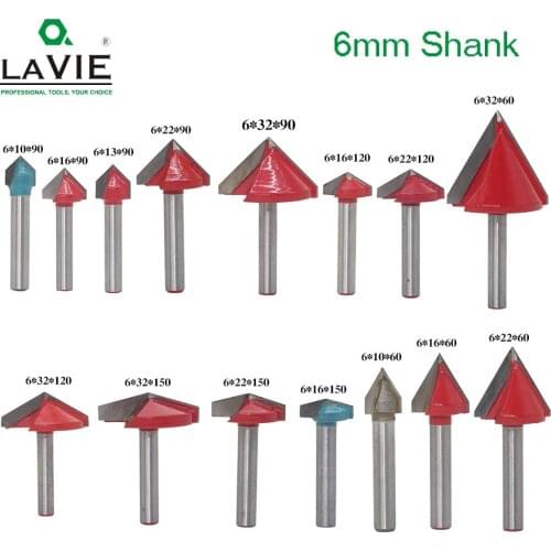 1pc 6mm V Bit CNC solid carbide end mill tungsten steel woodworking milling cutter 3D wood MDF router bit 60 90 120 150 degrees
