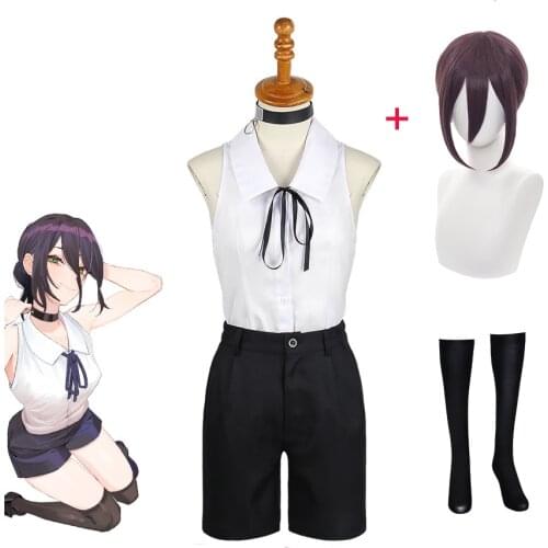 Anime Chainsaw Man Reze Bomb Cosplay Costume Women Uniform Set Tops Shorts Summer Suit Wigs