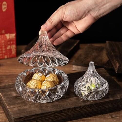 Creative Crystal Glass Candy Box Water Drop Candy Jar Diamond Candy Jar Jewelry Gift Storage Box Glass Trinket Jar