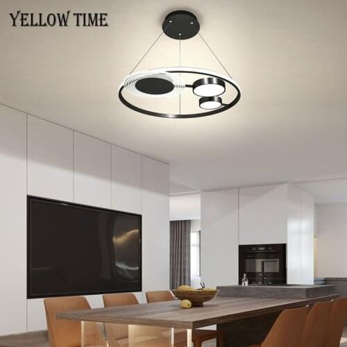 Round Modern LED Chandelier Home Hanging Lamp For Living room Bedroom Dining room Kitchen Black&Gold Ceiling Chandelier Lights