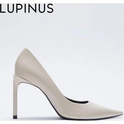 LUPINUS Fashion Patent Leather Women High Heel 2021 New Spring Pointed Toe Women Single Shoes Chic Thin Heel Big Size Women Shoe