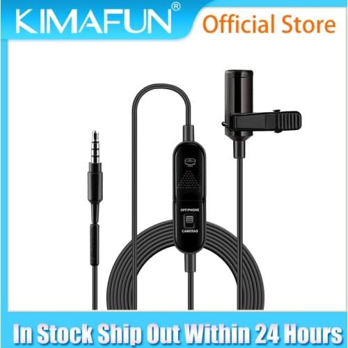 KIMAFUN 3.5mm Audio Video Record Lavalier Lapel Microphone Recording microphone Clip On Mic for iPhone Android Smartphone PC