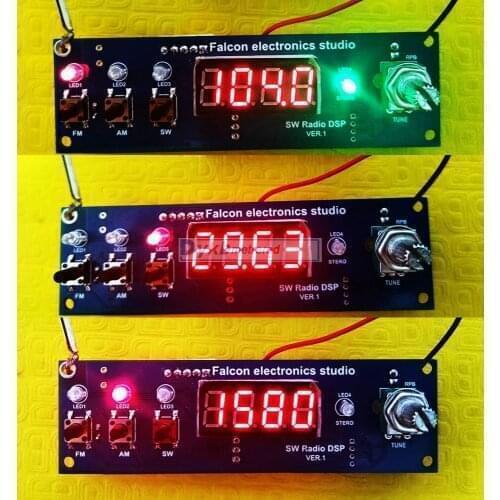 DSP AM SW FM stereo receiver module 64-135MHZ Shortwave full band radio signal 2.3-30MHZ W POWER amplifier Digital LED display