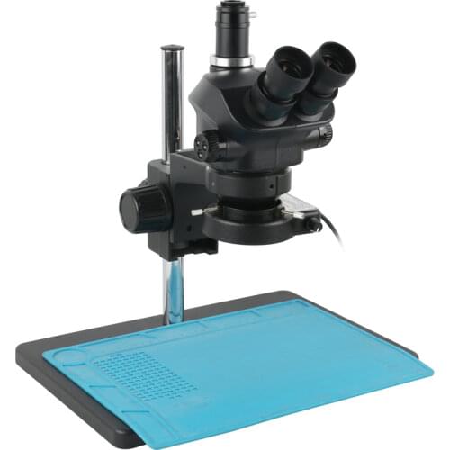 Simul-Focal Trinocular 7-50X Continuous Zoom Stereo Microscope WF10X/22 Wide View Eyepieces144 Illuminator Industrial Repair Set