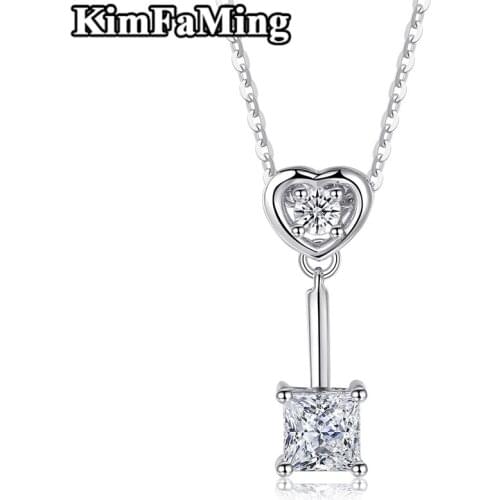 Unique Silver Jewelry Women Square Pendant Stone Necklaces Party Gift GP010