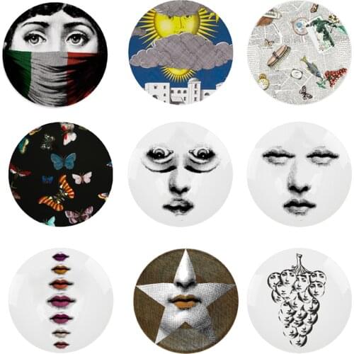 Variety Lady Face Decorative Plate Morden and Retro Ceramic Wall Hanging Dish Human Lady Portrait Painting Plates Creative Craft