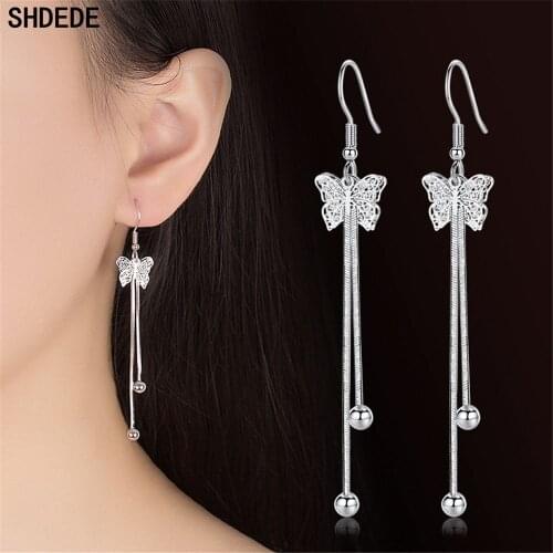 SHDEDE Butterfly Earrings Dangle Drop Earrings Korean Jewelry Gift Party Long Tassel Eardrop Accessories -WH149
