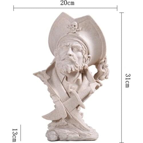 MODERN SANDSTONE COLOR RESIN PIRATES OF THE CARIBBEAN FIGURINE HOME CRAFTS JACK SPARROW ABSTRACT TV CABINET DECORATION R1164