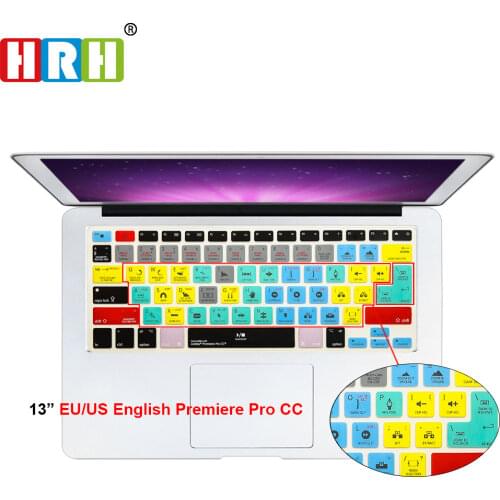 HRH Waterproof Premiere Pro CC Shortcuts Silicone Keyboard Skin Cover For Macbook Pro Air Retina 13 15 17 A1278 Both EU/US