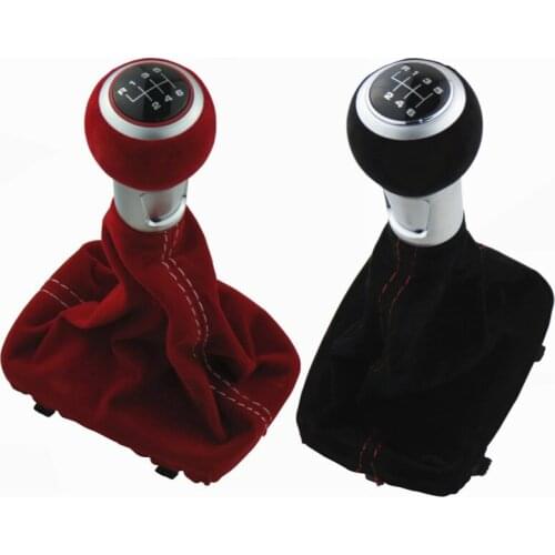 For Audi A3 S3 2001 2002 2003 Black Red 6 Speed Suede Leather Complete Gear Shift Knob Boot Cover Gaiter