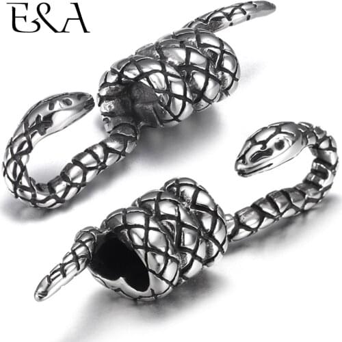 2pcs Stainless Steel End Cap Snake Hook Double Hole 5mm Connector for Leather Cord Clasp Bracelet Jewelry Making DIY Supplies