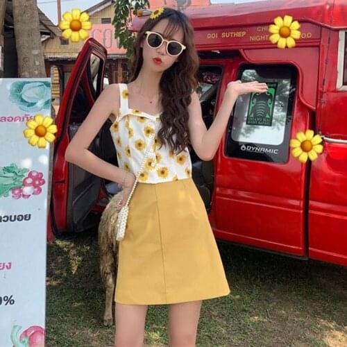 Women Corset Tops Summer Clothes Two-Piece Suit 2021 Sling Top High Waist Skirt Outfit Women Tank Camis Crop Top For Women