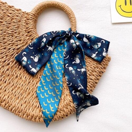 Female Silk Neck Scarf Luxury Print Hair Tie Scarves Foulard Head Band Shawls and Wraps Neckerchief Bandana SJ433