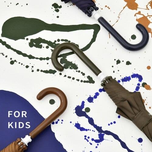 Cute Long Handle Kids Umbrella Rain Windproof Light Children Outdoor Umbrellas For Boy Solid Color Designer Patio Umbrellas 8K