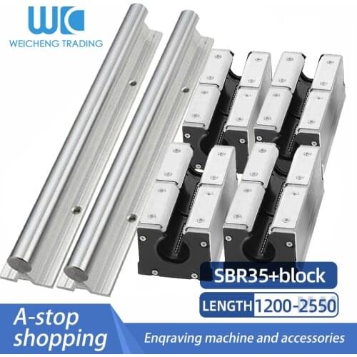 1/2PC SBR35 Rail Linear Guide 1200 1500 1550 2500 2000 2550mm + Extended Dust-proof Slider bearing blocks cnc router