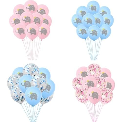 10Pcs 12inch Cartoon Cute Baby Elephant Pink Blue Latex Balloon Children Birthday Party Decoration Baby Shower Decorations
