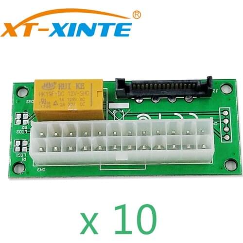 10Pcs Dual Power Module Supply SATA /Large 4P Connector 24Pin C Multi-Power Circuit Line Miner Computer Sync Starting Control