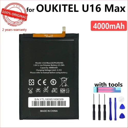 100% Original 4000mAh U16 Max Battery For Oukitel U16 Max Phone High quality Batteries With Tools+Tracking Number