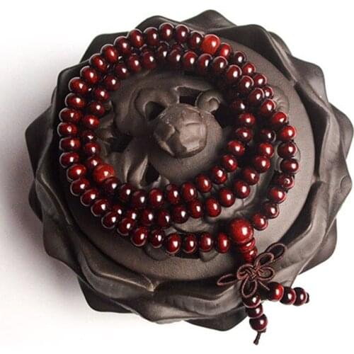 108 Beads 6mm Natural Sandalwood Buddhist Buddha Wood Prayer Bead Mala Unisex Men Prayer Bead Bracelets