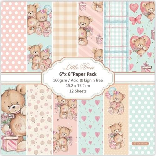 12Pcs/Lot Little Bear Retro Material Papers DIY Scrapbooking Album Diary Gift Decorative Paper Scrapbooking Paper