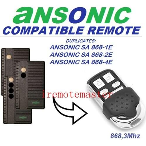 2pieces Ansonic SA 868-1E,SA 868-2E,SA 868-4E garage door replacement transmitter remote 868MHZ