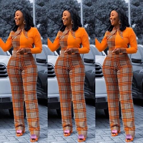 2021 Hot Jumpsuits For Women Elegant Party Plus Size Purple Plaid Long Sleeve High Waist Evening Night Fashion Rompers Jumpsuits