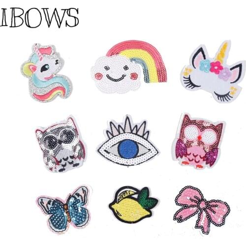 5PCS Sequin Iron On Patches Fashion Flowers Horse Embroidered Decorative Patches for Clothes Sew On Bag Pants DIY Accessories