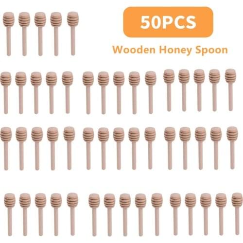 50PCS/Lot Wooden Honey Spoon Mixing Stick Dipper 8/16cm Mini Long Handle Honey Wooden Stir Bar For Honey Jar Coffee Milk Tea
