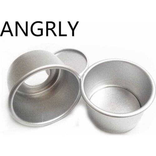 ANGRLY 10pcs Stainless Steel Anode 2 Inch Circular Activity Dessert Cooking Mould Chiffon Kitchen Cake Bread Baking Baking Mold