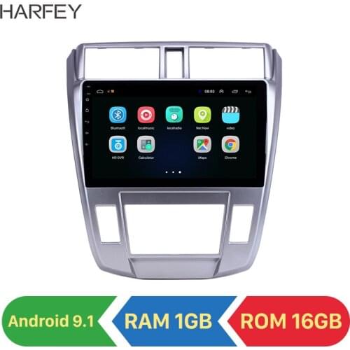 Harfey 2din car GPS Radio 10.1" Android 9.1 for 2008-2013 Honda City Auto A/C With HD Touchscreen support Carplay Backup camera