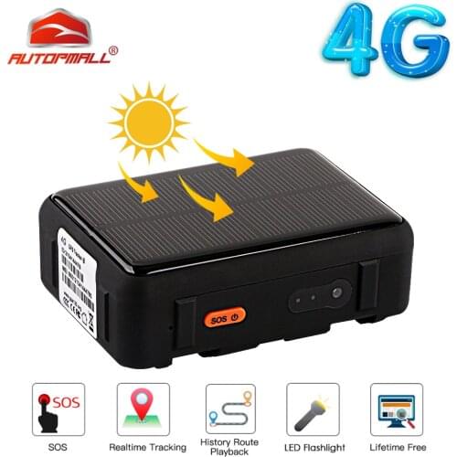 Car GPS Tracker 4G Solar Tracker Cow GPS Tracker Waterproof For Boat Horse Remote Control SOS Voice Monitor LED Light Free APP