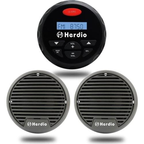 Bluetooth FM/AM Radio MP3/USB Player Waterproof Marine Audio for Boat ATV UTV +3 inch Waterproof Marine Speakers