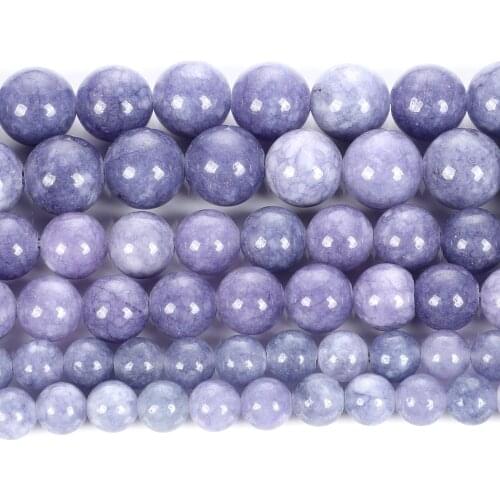 Natural Stone Lavender Light Purple Charm Round Loose Beads For Jewelry Making Needlework Bracelet Diy Pick Size Strand 4-12 MM