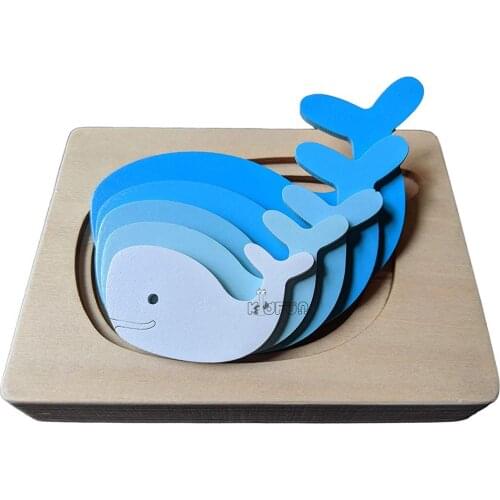 3D Wooden Puzzles for Kids Bbay Jigsaw Puzzles Whale Elephant Cartoon Bbay Montessori Educational Toys for Children 1 2 3 Years