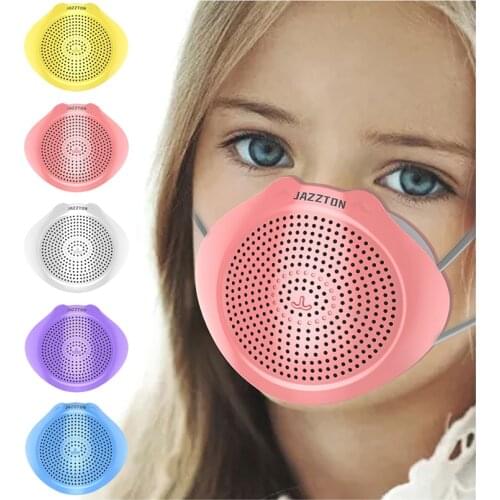 Childrens Silicone Mask Solid Color Reusable Ear Hook Breathing Valve Adjustable + 5PC Replaceable Filter Industrial Mask J60