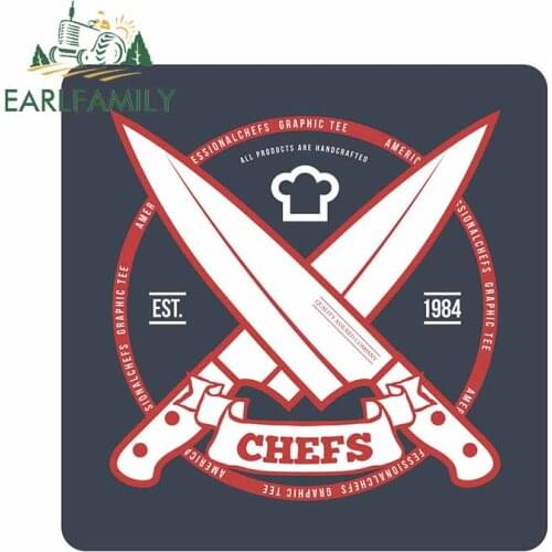 EARLFAMILY 13cm x 12.9cm For Chefs Trunk Creative Car Stickers Windows Decal Graffiti Campervan Waterproof For JDM SUV RV