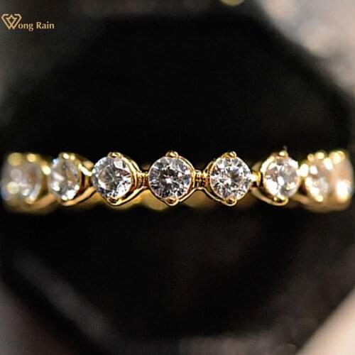 Wong Rain 925 Sterling Silver Created Moissanite Gemstone Wedding Band Simple Personality Ring For Women Daily Fine Jewelry