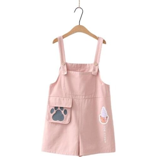 Harajuku Cute Cartoon Jumpsuits Women Overalls Kawaii Bear Onesie Girls Romper Summer Loose Playsuit Casual Suspender Shorts