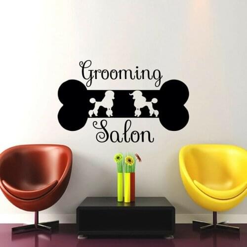 Creative Bone Wall Decal Dogs Poodle Art Mural Logo Door Window Vinyl Stickers Grooming Salon Pets Shop Interior Decoration E676