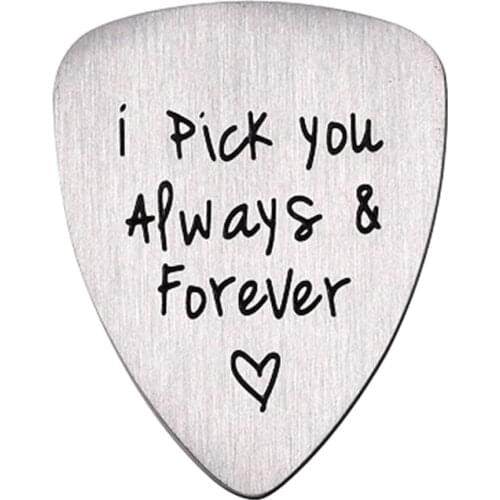 Titanium Steel Carved Guitar Pick I Pick You Always & Forever Letter Engraved Ukulele Pick Musical Instrument Accessory
