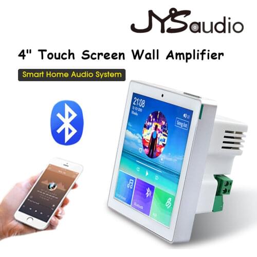 Mini Touch Screen Bluetooth In-wall Amplifier 4x20W Output Power Smart Home Audio Music Panel BT Amplifier with FM Radio,USB, TF