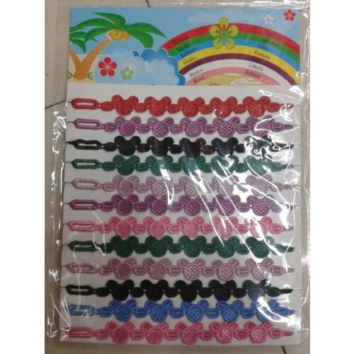 Min order $15) 12pcs/bag mix colors 6 shapes Mickey Minnie cartoon animal elephant shapes italy lace bracelet free ePacket