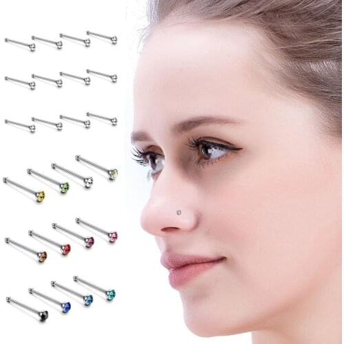 Multi Styles Stainless Steel Sexy Cubic Zircon Nose Stud Nose Stud Hooks Bar Pin Nose Rings Ear Cuff Body Piercing Man Women