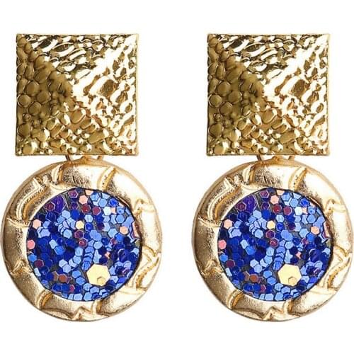 Fashion Metal Sequin Pendant Earrings Gold Statement Earrings For Women Weddings Party Square Round Geometric Jewelry Gift