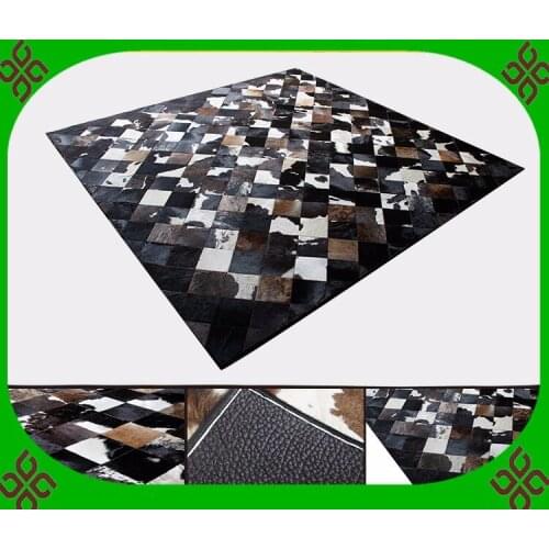 Fashionable art carpet 100% natural genuine cowhide leather carpet for sale