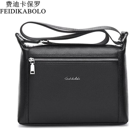 FEIDIKABOLO Genuine Leather Messenger Bag Men Shoulder Bag Small Casual Man Crossbody Bags For Business Cow Leather bags Male