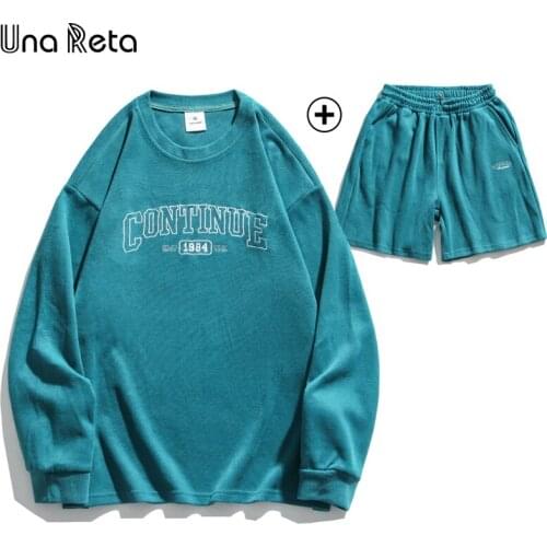 Una Reta Tracksuit Men New Casual Mens Clothing Print Letter Pullover Sweatshirts and Shorts Cotton Mens Sets